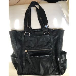 See by Chloe Black Nylon Patent Leather Tote Bag